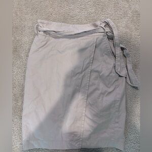 Womens ANN TAYLOR Zipper knee length cotton linen belted skirt 0 Zero Pockets